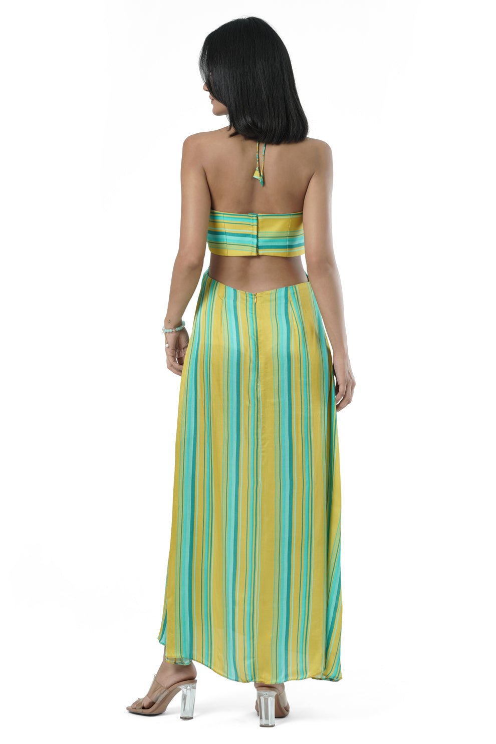 Emerielle Striped Halter Maxi Dress