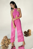 Vivid Halter Jumpsuit in Fuchsia Pink