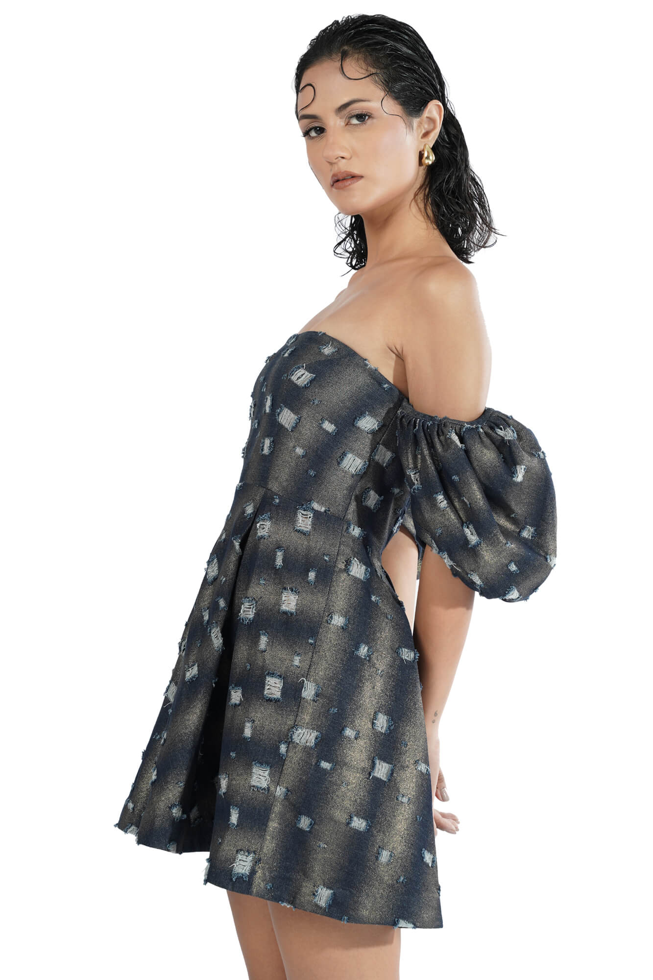 Stardust Off-Shoulder Puff Sleeve Dress