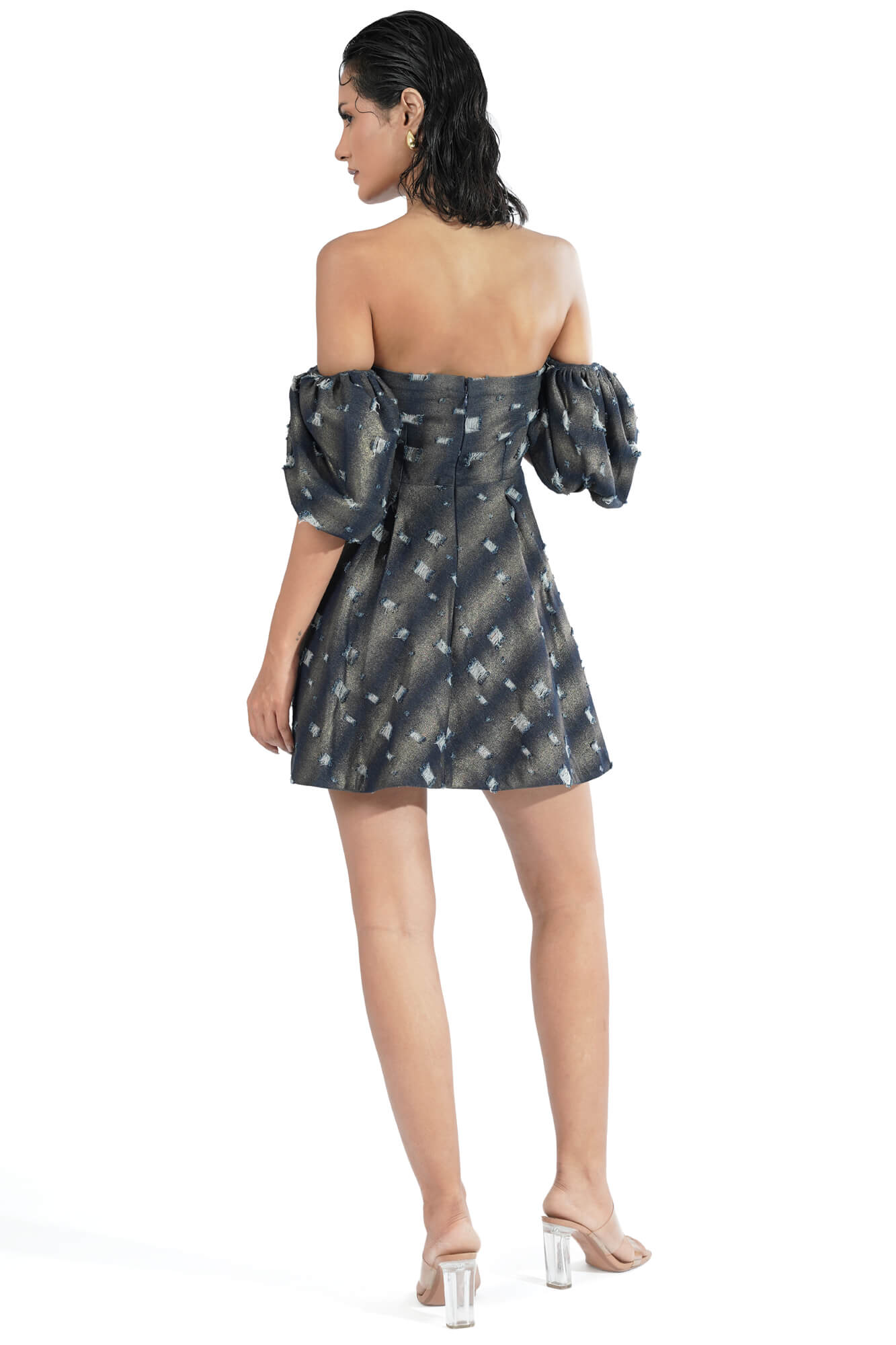 Stardust Off-Shoulder Puff Sleeve Dress