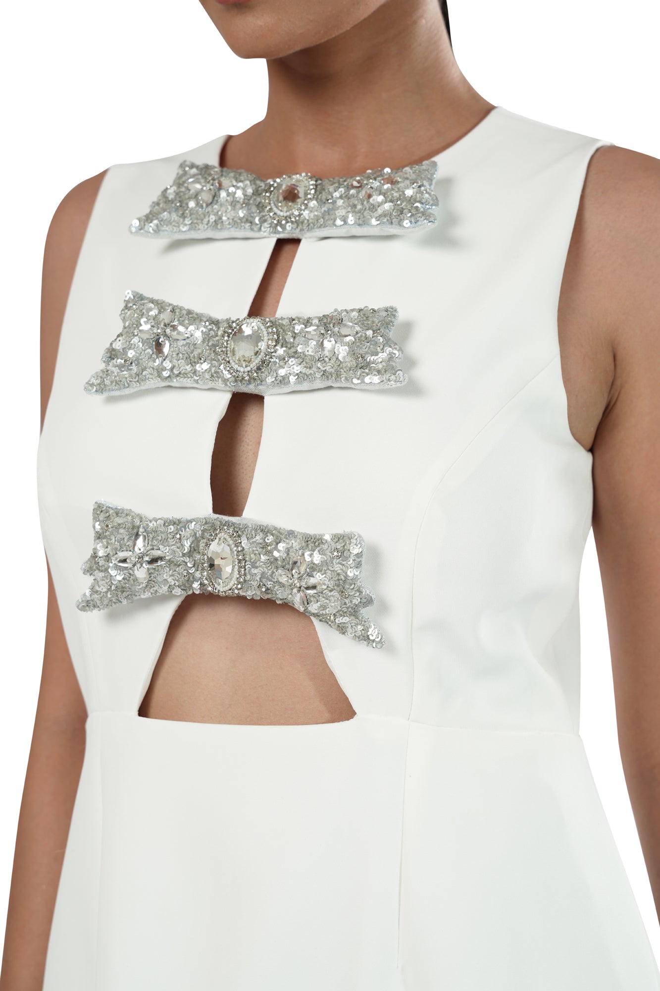 Starlit Embellished Cut-Out Mini Dress