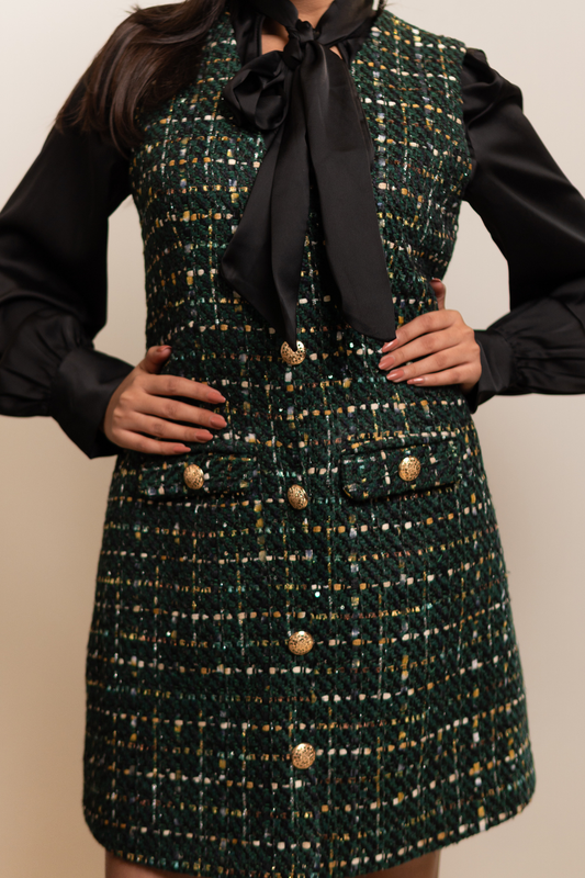 MIDNIGHT NOIR TWEED DRESS