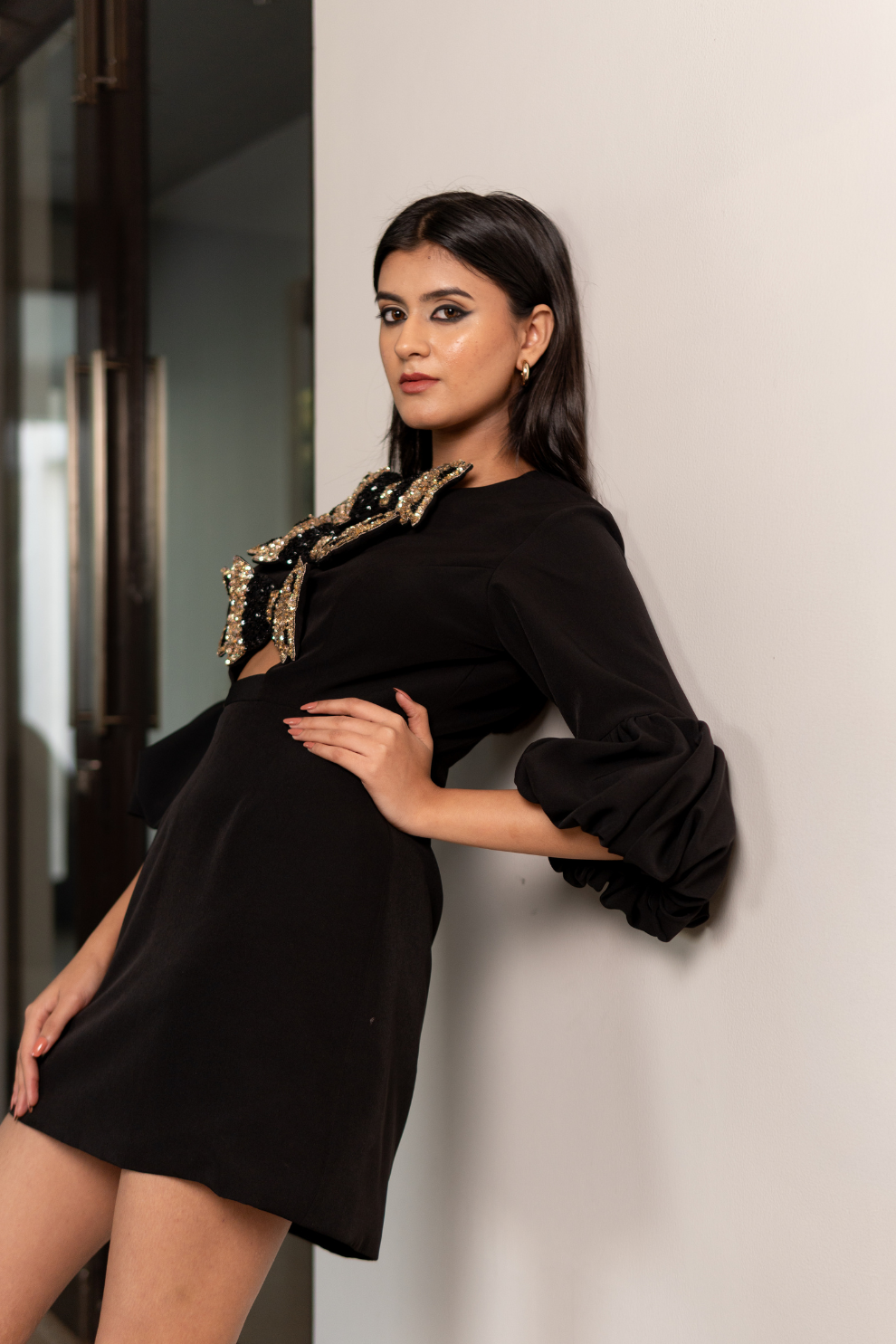 NOIR REGAL BOW DRESS