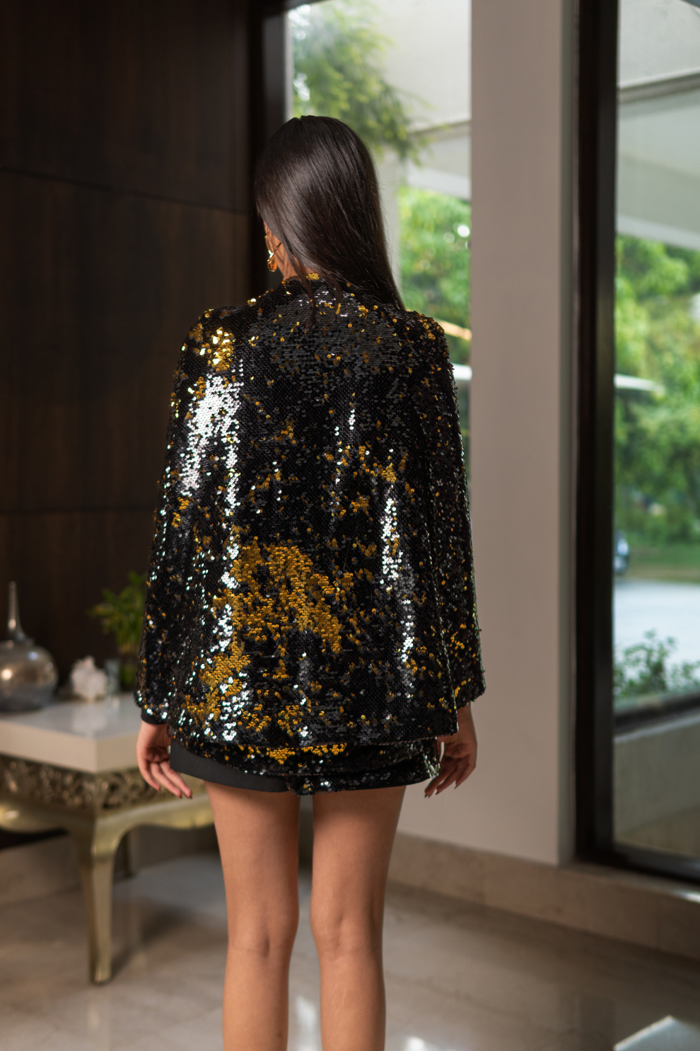 NOIR GALAXY CAPE DRESS
