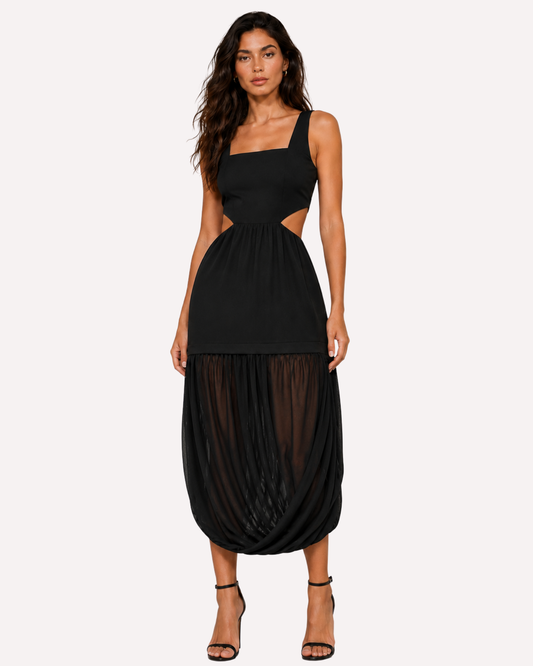 Noir Cutout Draped dress