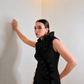 SOLENNE -BLACK SCULPTED RUFFLE MINI DRESS