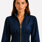 Noelle - Denim Sculpted Balloon Shirt Dress