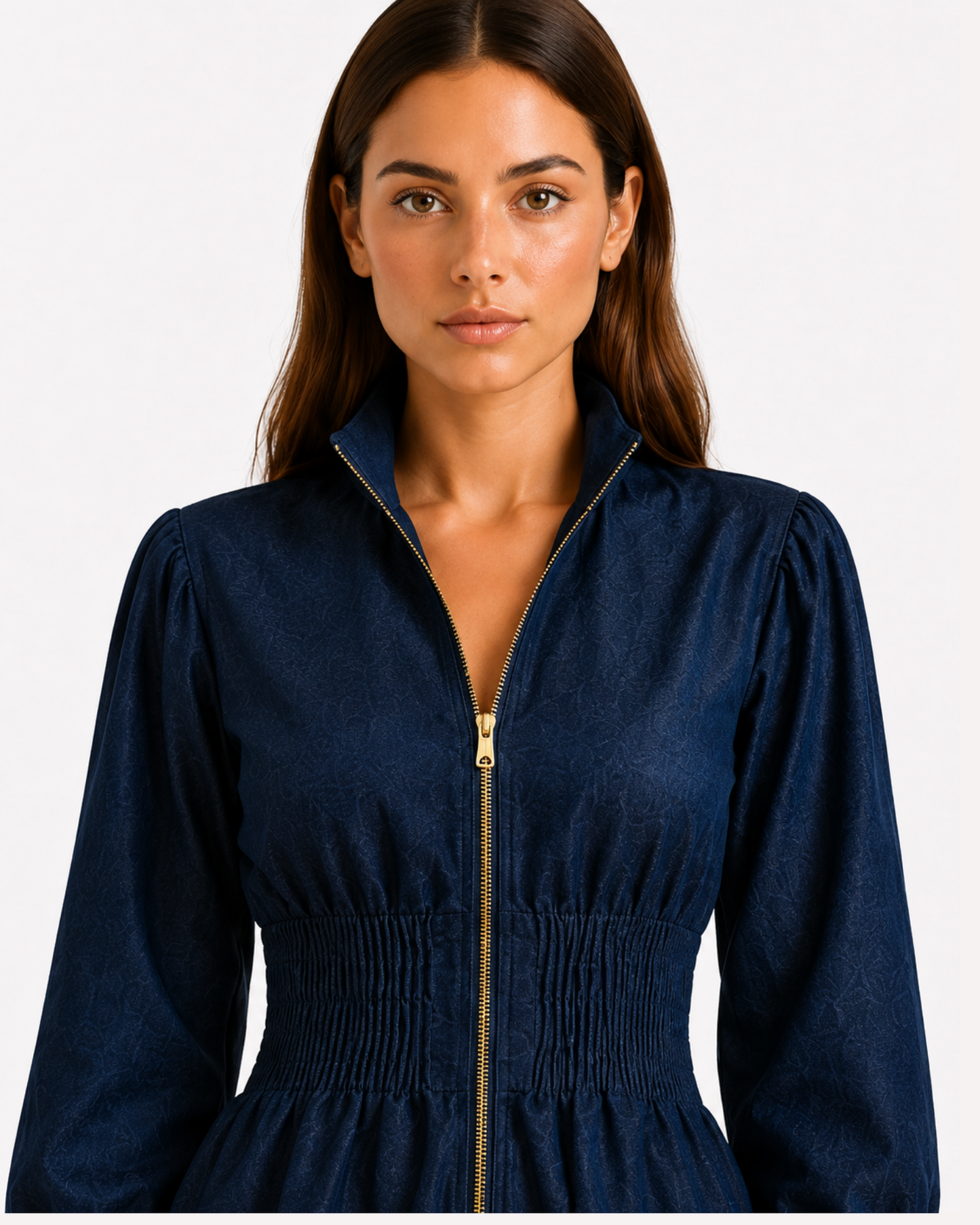 Noelle - Denim Sculpted Balloon Shirt Dress