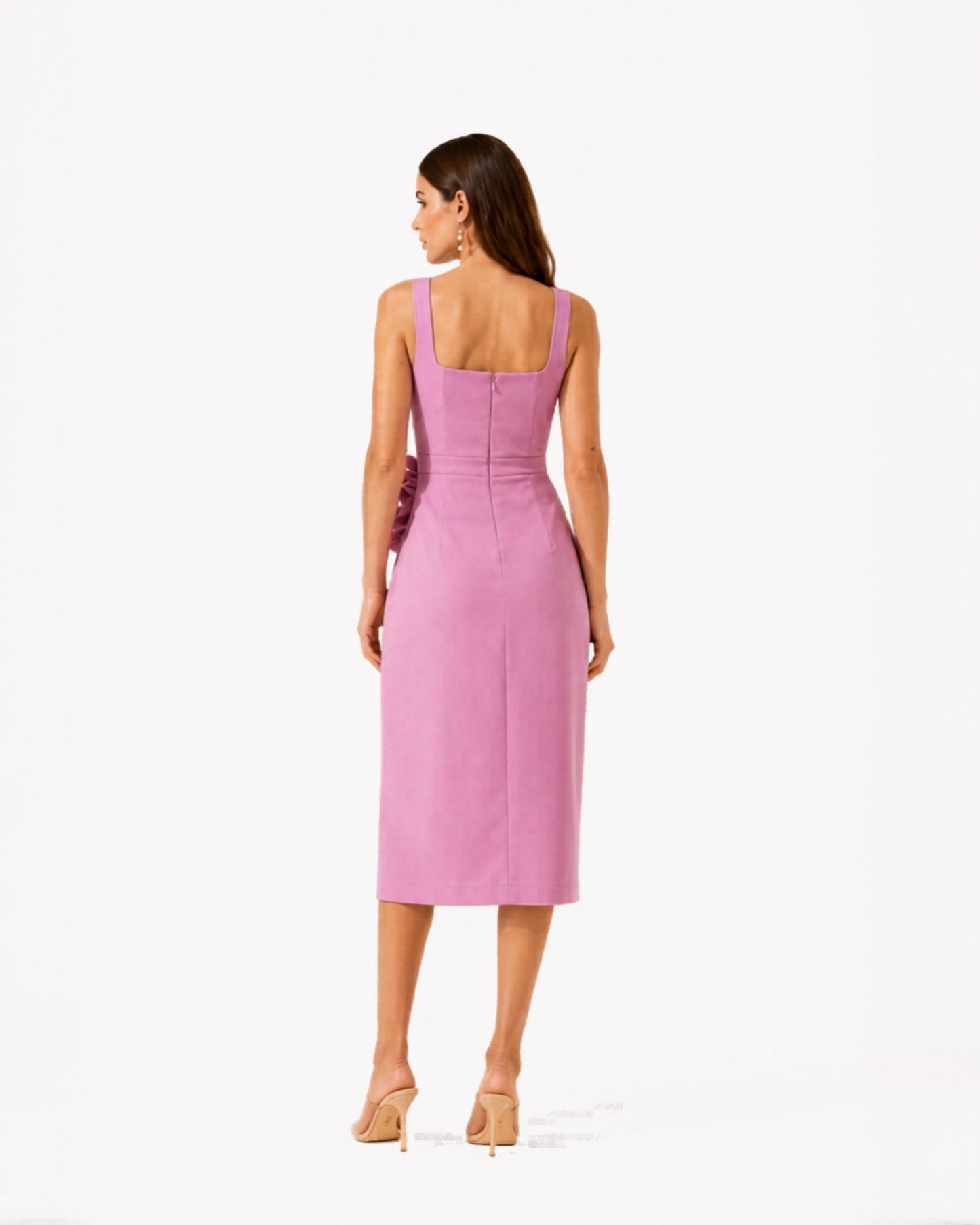 Rosé - ruffled midi dress