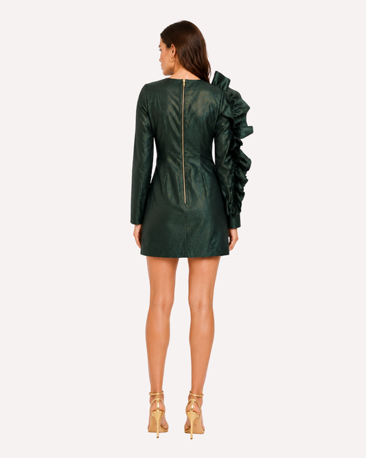Aveline - Mettalic ruffle mini dress