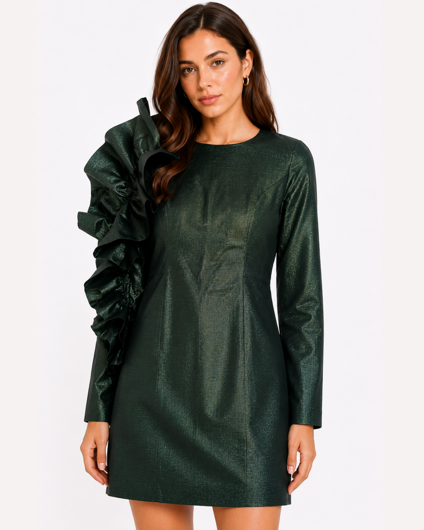 Aveline - Mettalic ruffle mini dress