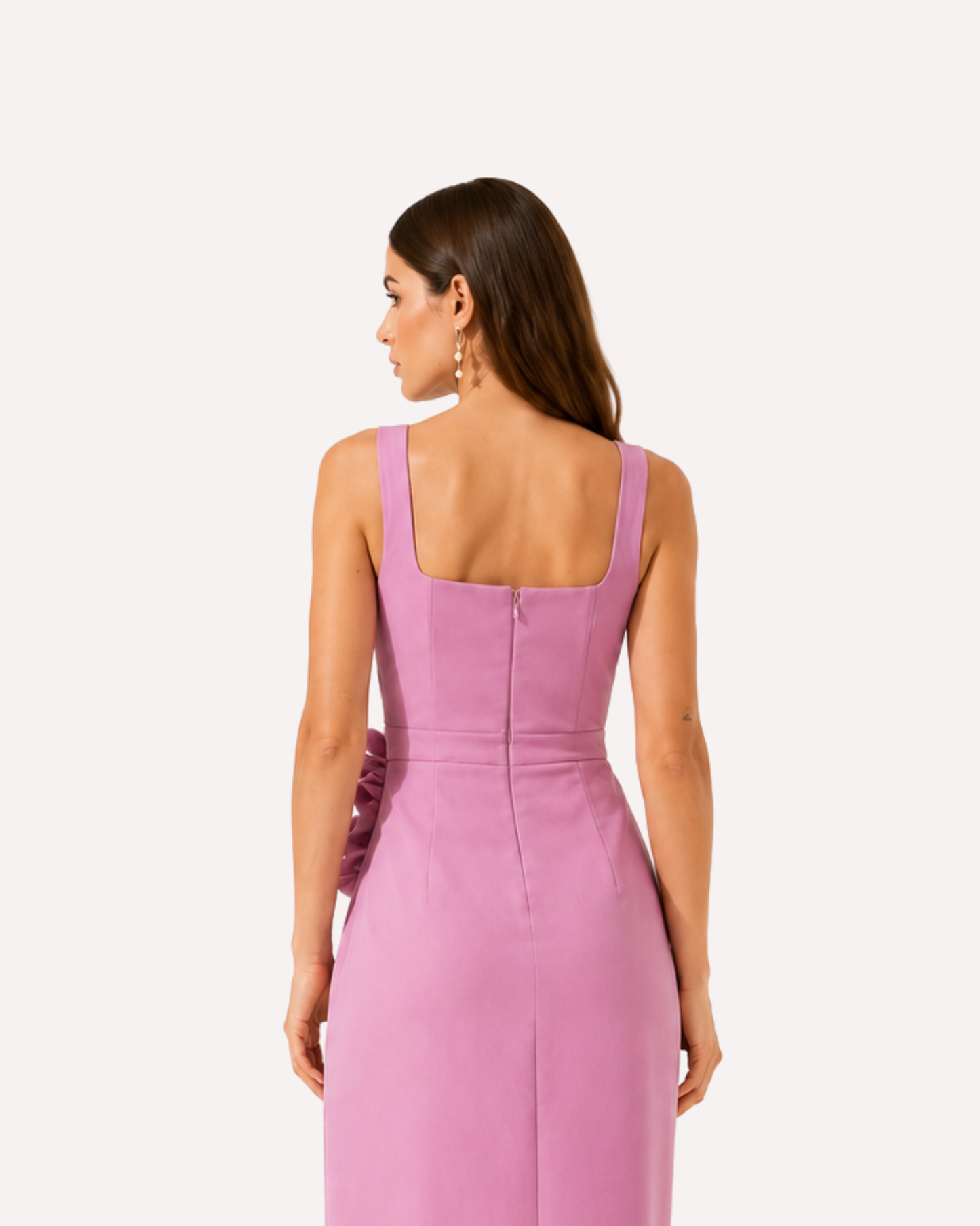 Rosé - ruffled midi dress