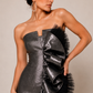Juliette- Strapless metallic ruffle mini dress