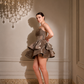 Valeria - Olive Corset Ruffle Mini Dress