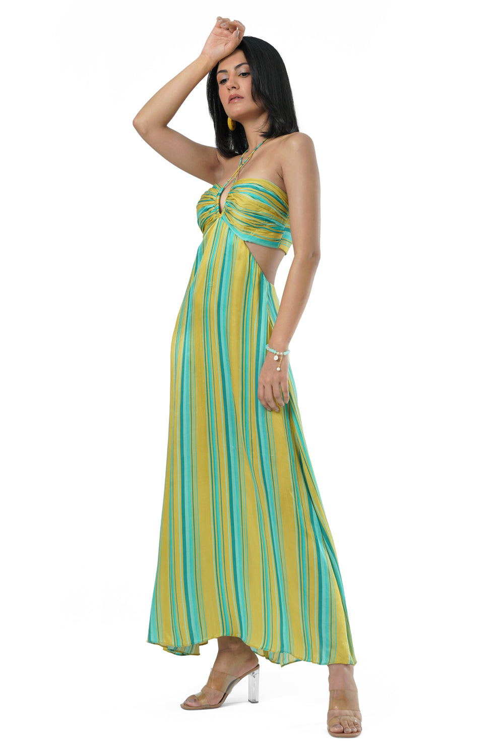 Emerielle Striped Halter Maxi Dress