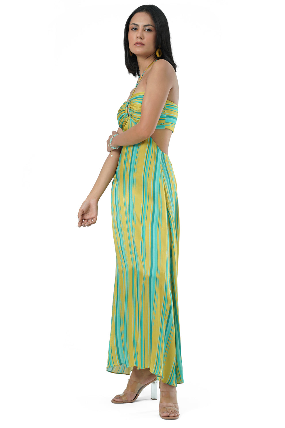 Emerielle Striped Halter Maxi Dress