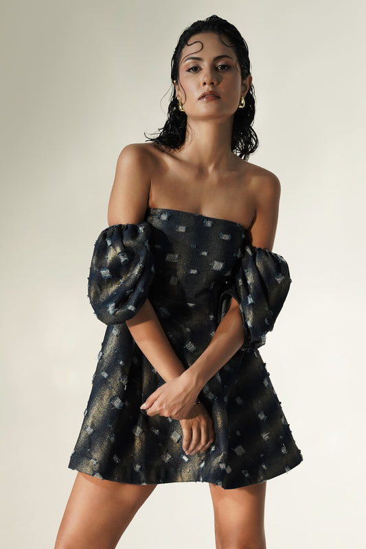 Stardust Off-Shoulder Puff Sleeve Dress