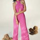 Vivid Halter Jumpsuit in Fuchsia Pink