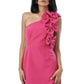 Camellia One-Shoulder Mini Dress with Rosette Detail