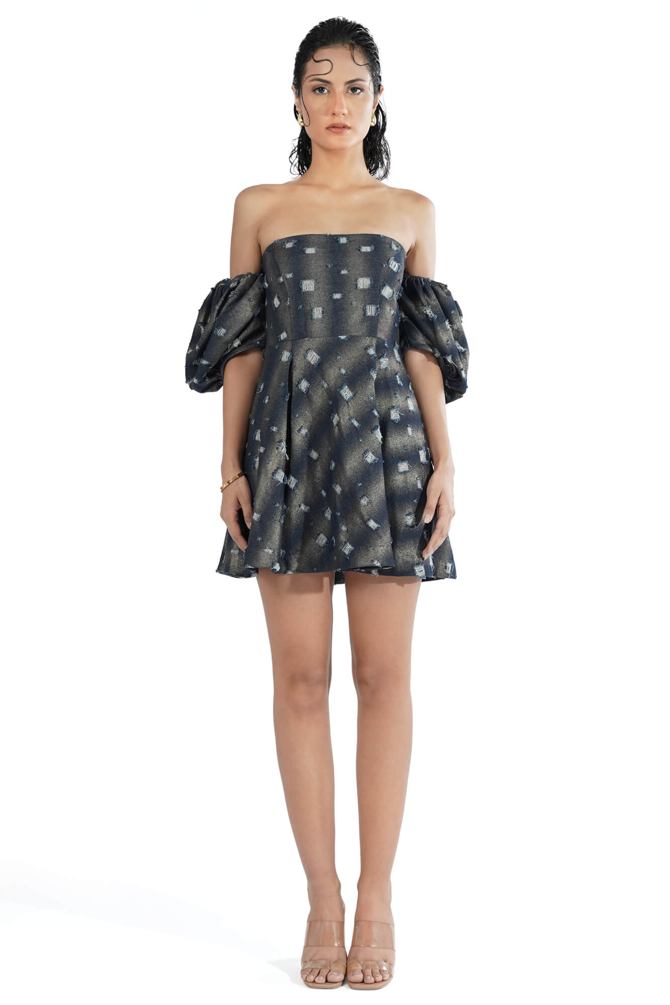 Stardust Off-Shoulder Puff Sleeve Dress
