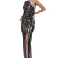 Midnight Mirage Metallic One-Shoulder Ruched Dress