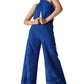 Cobalt Halter Jumpsuit with Wide-Leg Pants