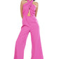 Vivid Halter Jumpsuit in Fuchsia Pink