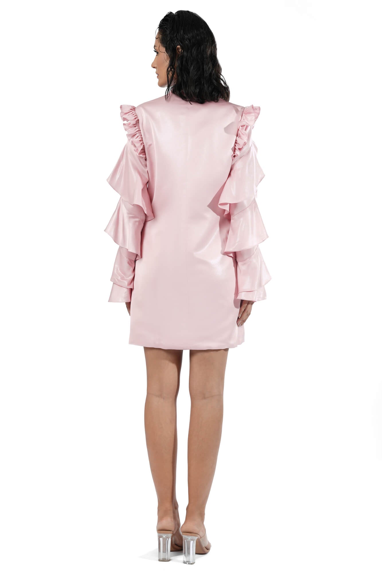 Rosette Blazer Dress with Sculptural Sleeves