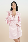Rosette Blazer Dress with Sculptural Sleeves