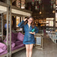 Noelle - Denim Sculpted Balloon Shirt Dress
