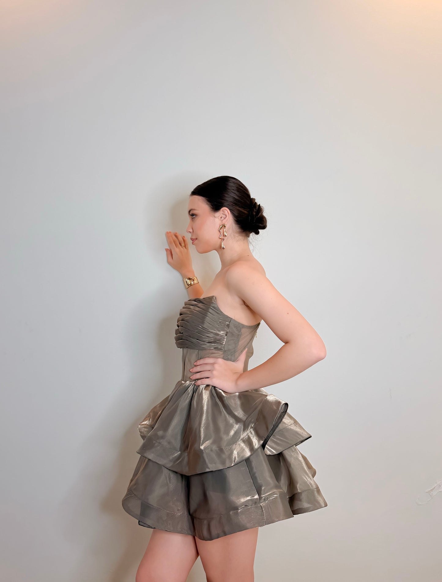 Valeria - Olive Corset Ruffle Mini Dress