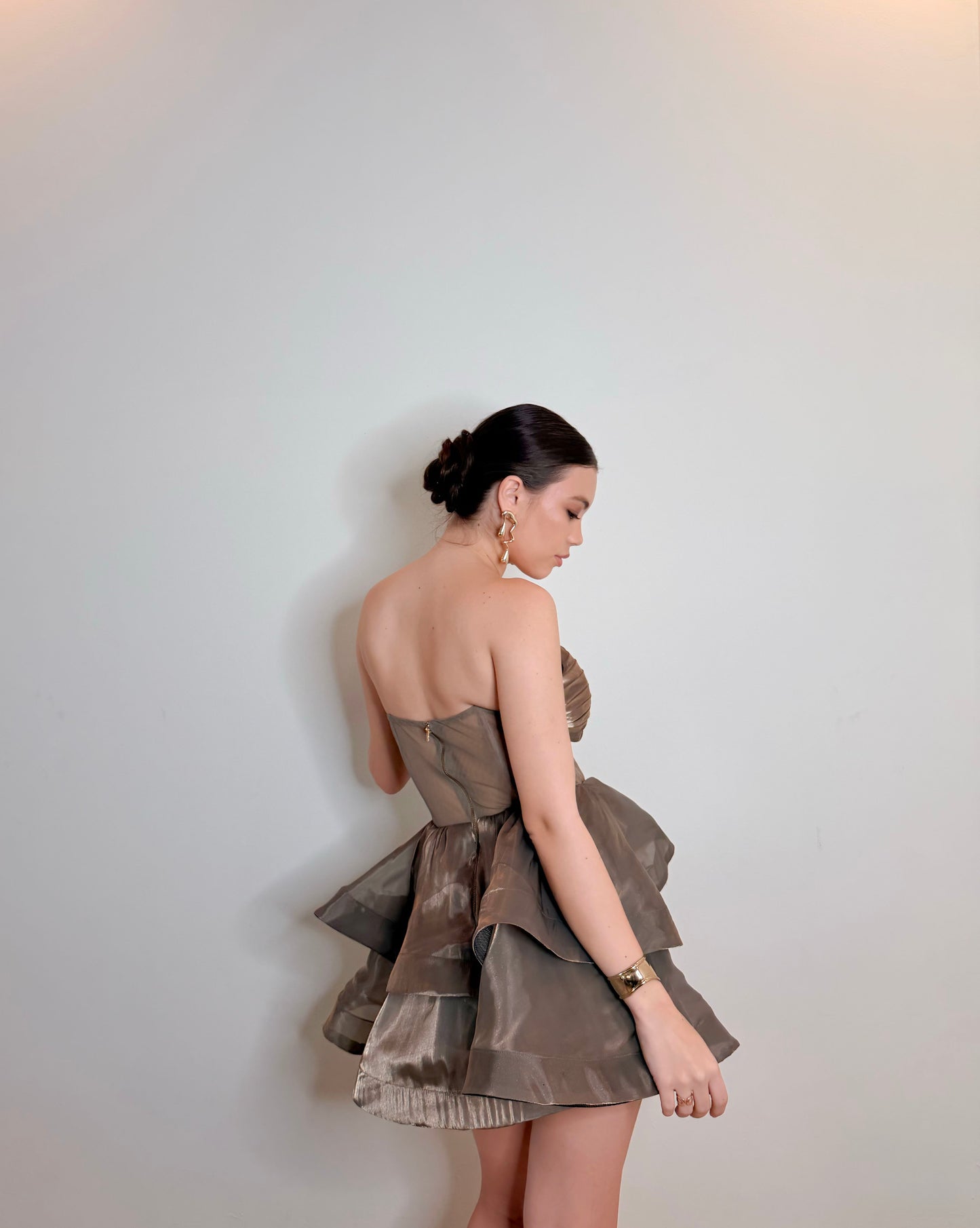 Valeria - Olive Corset Ruffle Mini Dress