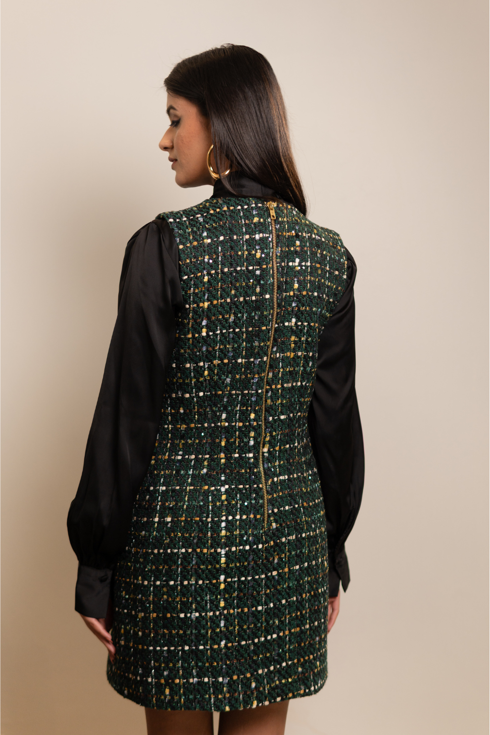 MIDNIGHT NOIR TWEED DRESS