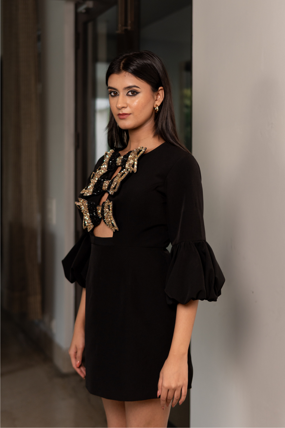 NOIR REGAL BOW DRESS