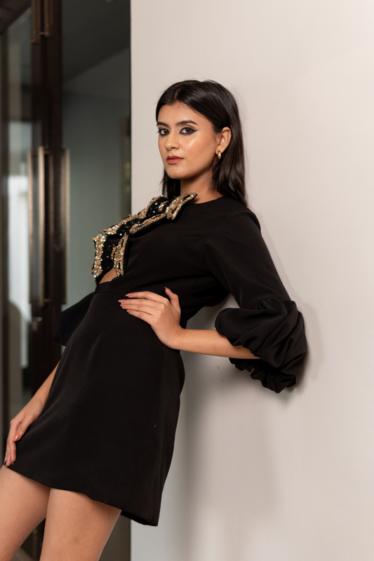 NOIR REGAL BOW DRESS