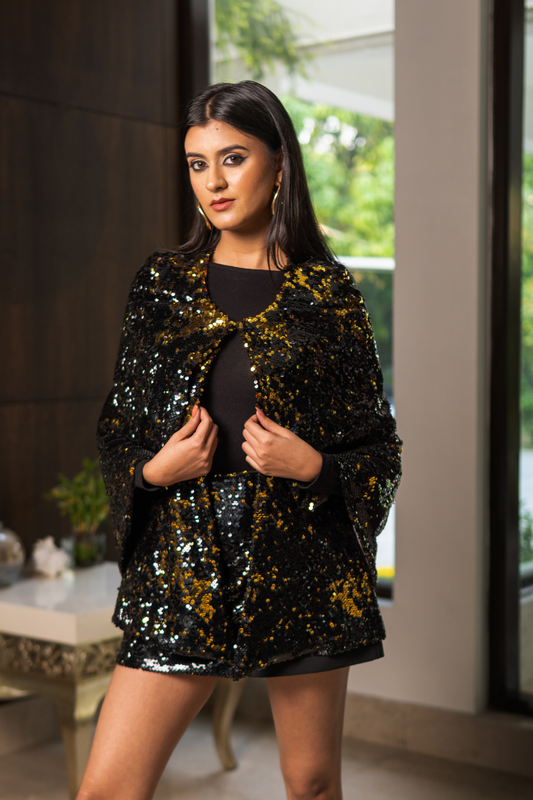 NOIR GALAXY CAPE DRESS